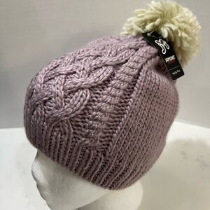 Purple Knit Pom-Pom Hat